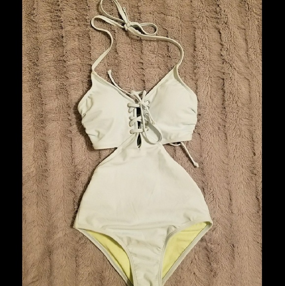 One Piece Lace Up Cutout Swimsuit - Picture 2 of 5